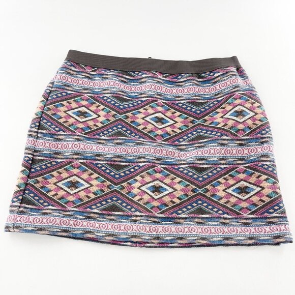 American Eagle Outfitters 4 Multicolor Aztec Print Mini Skirt Back Zipper Boho - Picture 11 of 12